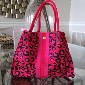 Stylish Leopard Print Tote Bag Red Pink Black Animal Print...Brand Spankin' New